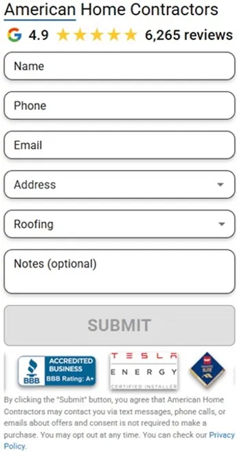 American Home Contractors contact form placeholder